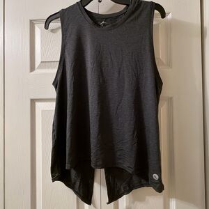 X by Gottex Charcoal Sleeveless Muscle Tee with Split Back. Size S